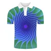 Herrpolos para hombre streetwear camisas de polo 3d tryckt optisk illusion män mode casual skjortor toppar