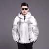 Mens Mink Fur Coat Grass Whole Hood Slim Fit Trendy Zippered Short Jacket Casual DWMJ