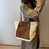 Abendtaschen Lammwolle Plüsch Große Einkaufstasche für Frauen Trendy Kunstpelz Wildleder Schulter Frau Designer Farbkontrast Shopping Handtasche