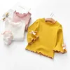 Robes de fille 2023 Filles T-shirt Printemps Automne Bébé Enfant Flare Manches Bow-noeud Chemise Décontractée Enfants Coton À Manches Longues Vêtements pour Filles Nouveau