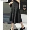 Skirts Korean Fashion Shining Pleated High Waist Long Knit Warmth Skirt Midi Length Clause Solid Color Women Winter Autumn