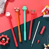 Stylo Gel de noël mignon, 0.5mm, encre noire, arbre Kawaii, boîte cadeau du père noël, stylos neutres, papeterie scolaire et de bureau pour enfants, 50 pièces/lot