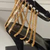 Sandals 2024 Spring Summer Women's Black Chain High-heeled Shoes Sexy Gold Metal Pointed Casual 6cm/9cm Slim Heel Size 41