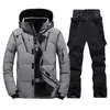 Hiver hommes Ski costume neige doudoune et pantalon pour hommes chaud imperméable coupe-vent Ski et snowboard costumes mâle vers le bas manteau 240124