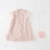 Vestidos de niña Dave Bella Vestido estilo cheongsam con estampado floral rosa para niñas y bolso pequeño a juego DB2234762