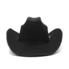 95 cm Rollkrempe Western Cowboyhut Männer Frauen Reiten Gürtel Dekor Jazz Fedora Hüte Schwarz Panama Filzkappe Trilby 240130