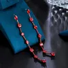 Boucles d'oreilles pendantes BeaQueen luxe longue ligne goutte rouge géométrique cubique zircone noir pistolet plaqué bijoux pour femmes soirée E626