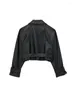 Women's Jackets Nlzgmsj TRAF Woman Pu Jacket With Belt Cropped Leather For Women Frayed Streetwear Crop Top