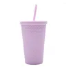 Tumblers 480 mlstudddded Tumbler Coffee Cup Summer zimna butelka z podwójną ścianą plastikową durian diament ze słomką słodki