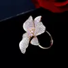 Fashion Golden Color Cubic Zirconia Big Flower Stud Earring for Women 240123