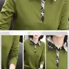 Polo da donna Temperamento autunnale e invernale Versatile pendolare Abbigliamento Patchwork Bottone Manica lunga Semplicità Solida Camicia POLO