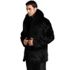 Outono e inverno moda masculina fino ajuste imitação de pele designer colarinho casaco preto luxo rqn2