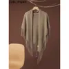 Loro Piano Winter Cape Womens Cashmere Tassel Shawl TBX7