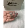 Designer Bijoux de luxe VivienenWestwoods Satellite Viviane Westwood Empress Dowager Western Purple Bowknot Stéréo Planète Boucles d'oreilles Femme Or Plein Diamant Zir