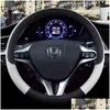 أغطية عجلة القيادة لـ Honda Civic 2004 2006 2007 2008 2012 2013 2014 Car Teadering Wheel Er Pu Leather Accessories J220808 DHIUA