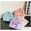 Borsa per ragazze Fuzzy Cosmetics con cerniera Ragazza Kuromi Melody Casual Princess Accessori Borse Consegna di goccia di grande capacità Dh6X3