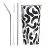 Tumblers Black Stripe Line Tumbler Abstract Cold and Water Bottle Leakproof Stainless Steel Thermal Cups Graphic Travel Mugs Cup