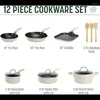 Cookware Sets Goodful Premium Nonstick Pots And Pans Set Diamond Reinforced Non-Stick Coating Without PFOA Dishwasher Safe 12-Piece Cream