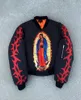 High Street Hip Hop Lady of Guadalupe Embroidered Jacket for Men y2k Harajuku fashion couple casual loose baseball uniform 240122