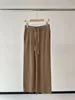 Pantalones de mujer Pure Cashmere Cintura alta Cordón Prendas de punto Ropa Casual Pierna recta ancha