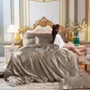 Satin Imitation Silk Quilt Cover Pillowcase Three-piece Bedding Set European and American Home Textiles Duvet 240x220 King Size 240127