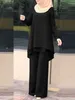 Etnische kleding Moslim blouse met lange mouwen Broeksets Casual effen Bijpassend 2PCS ZANZEA Dames tweedelige outfits Mode Stedelijk trainingspak