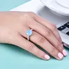 Cluster Rings GEM'S BEAUTY Natural Aqua-blue Quartz Ring Real 925 Sterling Silver Cocktail Hand Inlaid Fine Jewelry For Woman
