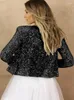 Women's Jackets Summer And Autumn Beauty Dress Jacket Fashion Standing Collar Color Paired Sequins Short Casual Versatile Small Coat