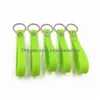 Sile Loop Nyckelringar Dålig gummi nyckelring Arvband Keyring Anpassa kort handledsband FOB MTI Colors Drop Delivery DH3U5