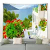 Tapisseries Tapisserie de fleurs de printemps coloré jardin paysage floral fond tissu tenture murale pour extérieur maison chambre salon décor