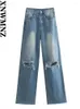 Jeans pour femmes xnwmnz femmes mode taille haute déchiré droite femme vintage rue poches à glissière femme chic