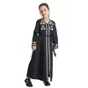 Etniska kläder muslimska broderier flickor bön maxi klänning abayas arabiska barn långärmad mantel islam marocko kaftan barn klänning ramadan