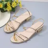 Dress Shoes 36-44 Size Fashion Women 2024 Summer Simple Thin Strap Women's Sandals Comfortable Mid-heeled Open Toe Ladies