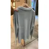 Loro Piano Womens Sweaters Winter Casual Light Blue Lapel Long Sleeve Cashmere Knit Top SNKU