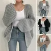 Damen-Strickpullover für Herbst und Winter, gemütlicher gestrickter, warmer Batwing-Cardigan für Damen, lockere Passform, vorne offen