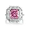 Anelli a grappolo 925 Sterling in argento taglio rosa zaffiro ad alto diamante di carbonio ghiew gioielleria fine anello femminile all'ingrosso