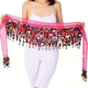 Scene Wear Boho Belly Dance Sequined midjekedja Kvinnor Kopparmynt Scarf Performance Clothing Accessories Hip