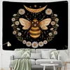 Tapestries Bee Tapestry Wall Daisy Flower Bohemian Hippie Witchcraft Divination Living Room Bedroom Home Decor