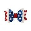 Accesorios para el cabello 3 pulgadas 4 de julio Clips Glitter Star Bows para niñas Capas dobles Moda Bandera americana Horquillas