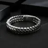 Fongten Silver Color Shiny Men Bracelet Stainless Steel Bone Chain Bangle Bracelets For Charm Jewelry Christmas Gifts 240130