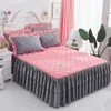 1pc jupe de lit princesse housse de matelas rose bleu été style coréen solide couverture de lit pleine reine roi taille literie set287R