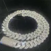 Bracelet de rappeur Hip Hop personnalisé épais 15mm Vvs Moissanite Baguette diamant Miami chaîne à maillons cubains pour hommes Oem chaîne cubaine en argent 925