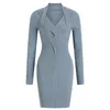 Casual Dresses Autumn Sticked Dress Elegant Long-ärmad Slim High Strecth Package Hip For Women Korean Fashion Sweater