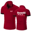 Herrpolos 2024 Benelli TRK 502X Summer Polo Shirt Printing Casual High Quality Cotton Sort ärm Harajuku Classic Top T-shirt