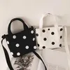Fashion Vintage Women Canvas Handbags 2021 New Arrival Female Casual Polka Dot Zipper Simple Shoulder Bags310Y