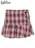 Work Dresses Sylcue Japanese And Korean Style Summer Party Cool Pink Plaid Retro Sweet Cute Sexy Youth Girl Confident Women's Skirt Suit