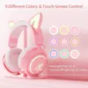 Cep Telefonu Kulaklıklar Somik GS510 Mikrofonlu Kedi Kulakları ile Kablosuz Oyuncu Kulaklık RGB Renkli Kawaii Kulaklık Kız Bluetooth Oyun Hediyeleri YQ240202