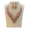 Ожерелье Серьги Набор свадебных украшений Мода Роскошные капли Красочные кристаллы из двух частей