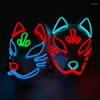 Fontes de festa colorido led máscara facial completa japonês anime adereços brilhante luminoso cosplay carnaval masquerade raposa luz
