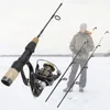 Caña de pescar en hielo de 60 cm con carrete, poste plegable ligero portátil, fibra de carbono, caña de pescar para camarones de río, juego de aparejos de pesca de invierno 240127